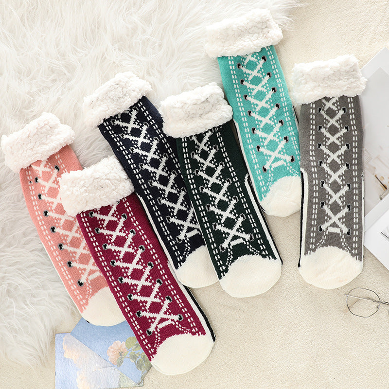 Fleece-lined sneaker-style slipper socks – assorted colours