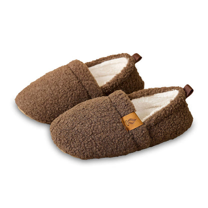 Auldweave women's warm shearling slippers – brown pair studio view