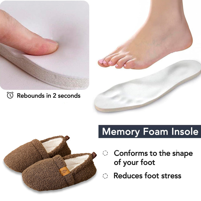 Auldweave women's warm shearling slippers – brown slippers with memory foam feature
