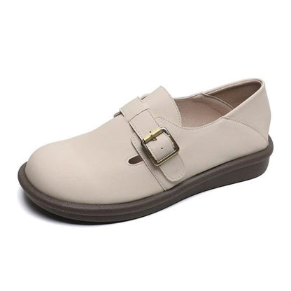 Mary Jane comfort flats – beige shoe with adjustable buckle strap