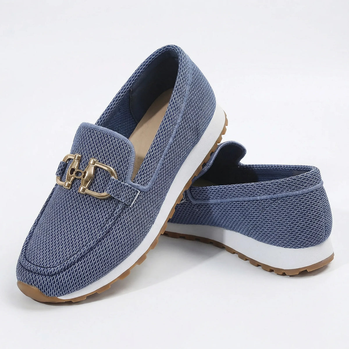Women's blue loafers, product view