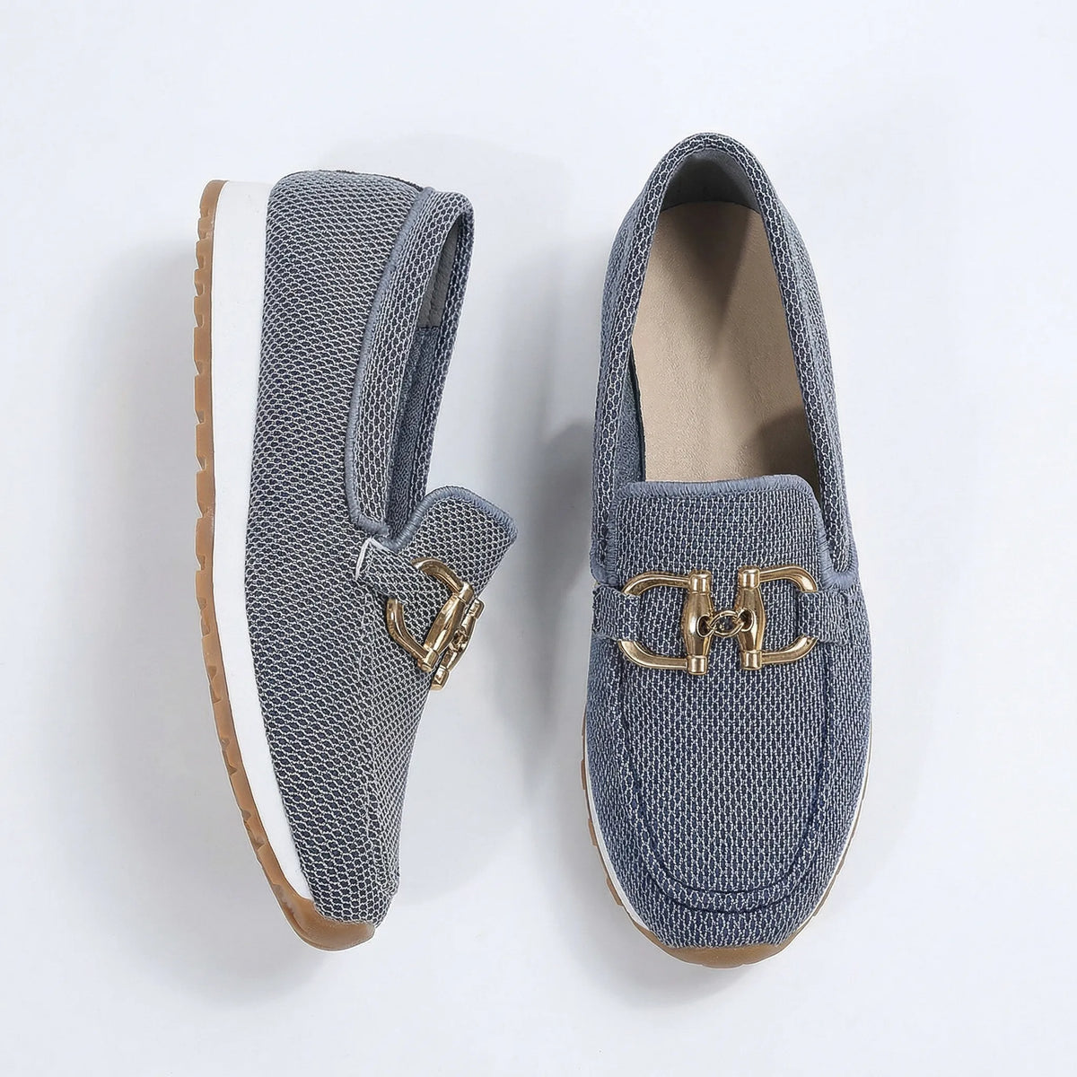 Women's grey loafers, product view