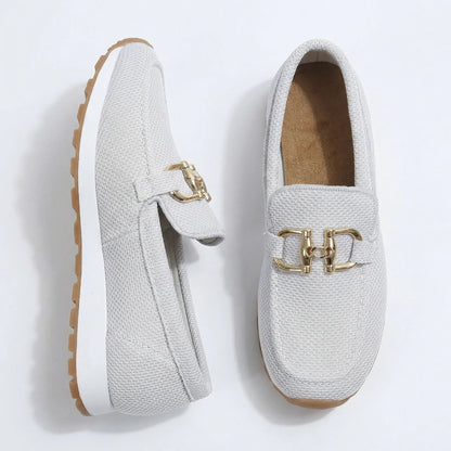 Women's white loafers, product view