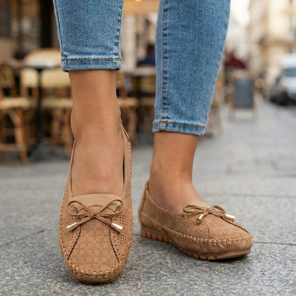 Women's loafers shown on foot