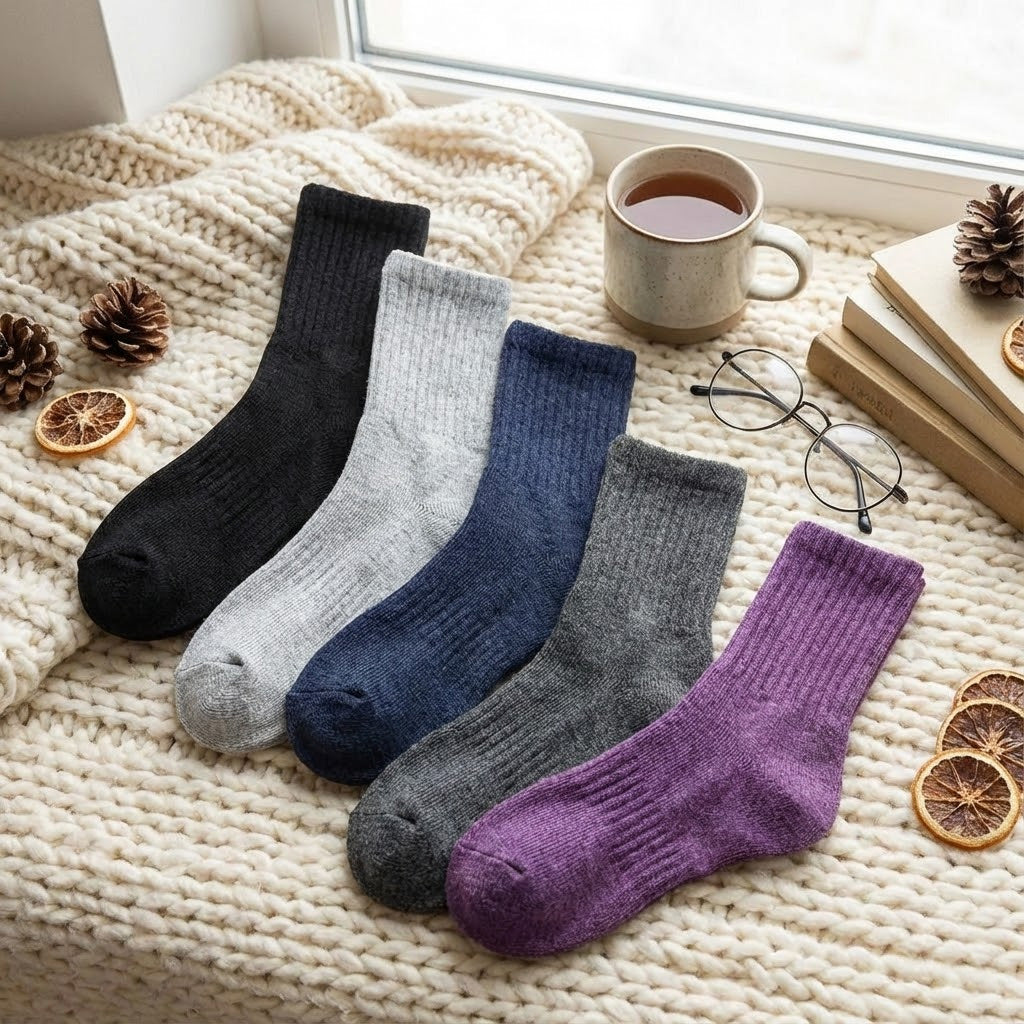 Five-pair winter crew socks – socks with winter accessories