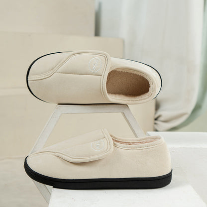 Auldweave women's adjustable wide fit slippers – white pair showing adjustable straps