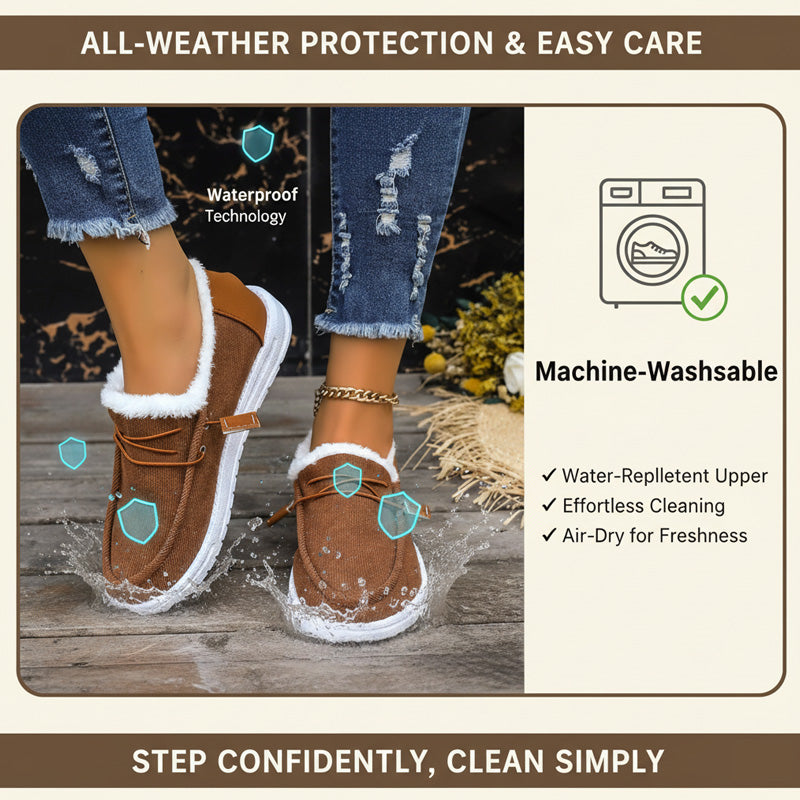 Auldweave women's lightweight fleece-lined winter shoes – brown shoes with weather protection feature