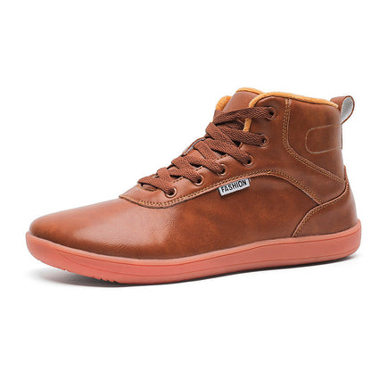 Fleece-lined lace-up winter boots – brown boot side view