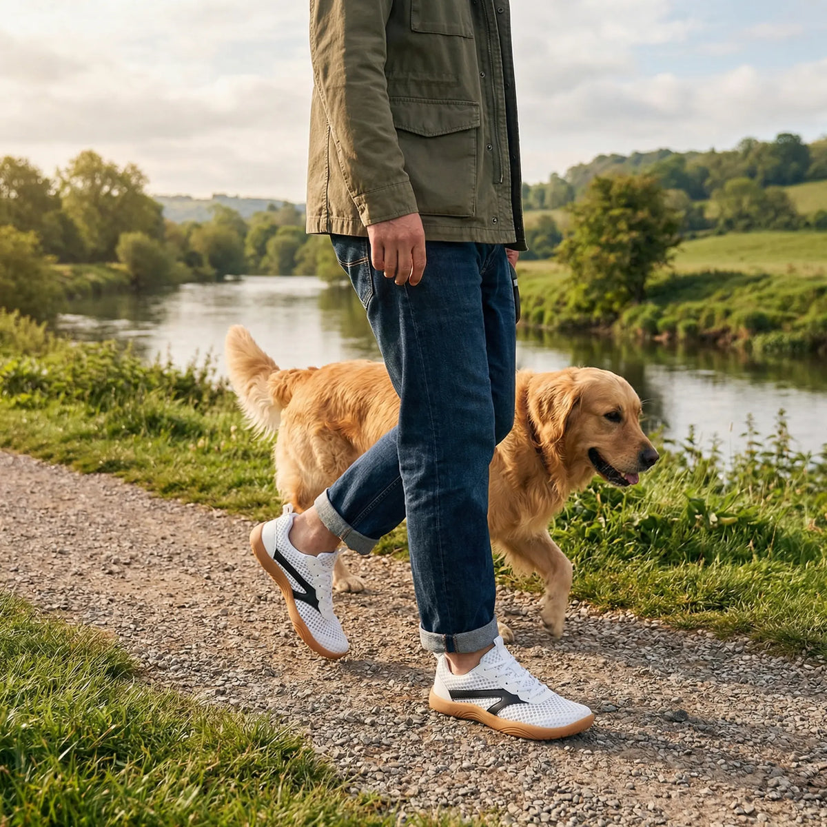 Men's wide fit walking trainers product view