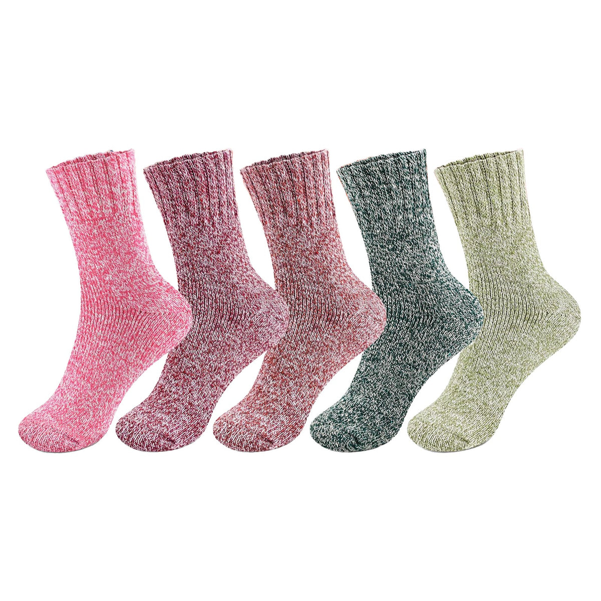 Five-pair thermal wool-blend socks – five assorted colours
