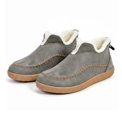 Auldweave women's fleece-lined winter slip-on shoes – grey pair studio view