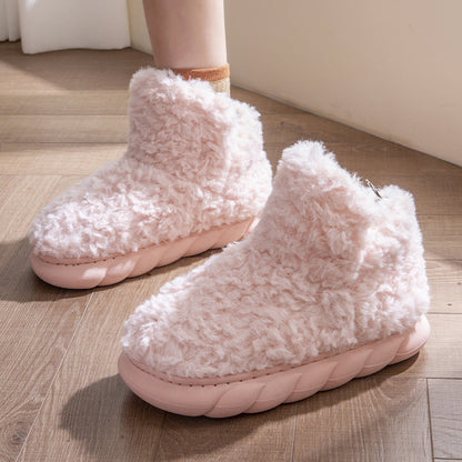 Plush fleece ankle slippers – pink pair