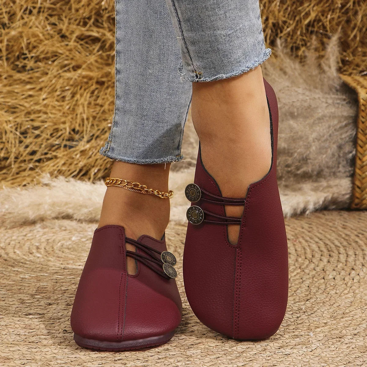 Women's ballet flats shown on foot