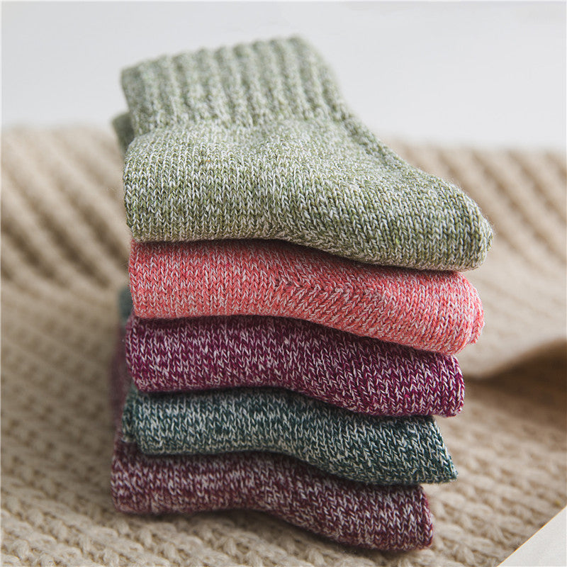 Five-pair thermal wool-blend socks – folded colour assortment