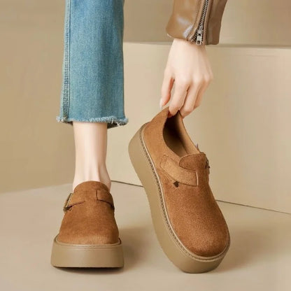 Women's wide fit platform clogs in Chestnut product view