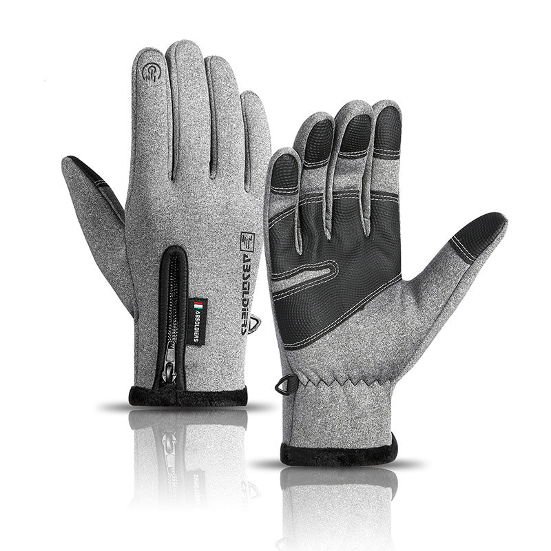 Winter touchscreen gloves – grey pair front and back