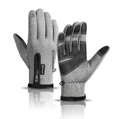 Winter touchscreen gloves – grey pair front and back