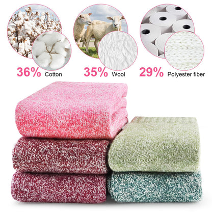 Five-pair thermal wool-blend socks – wool cotton and polyester composition graphic