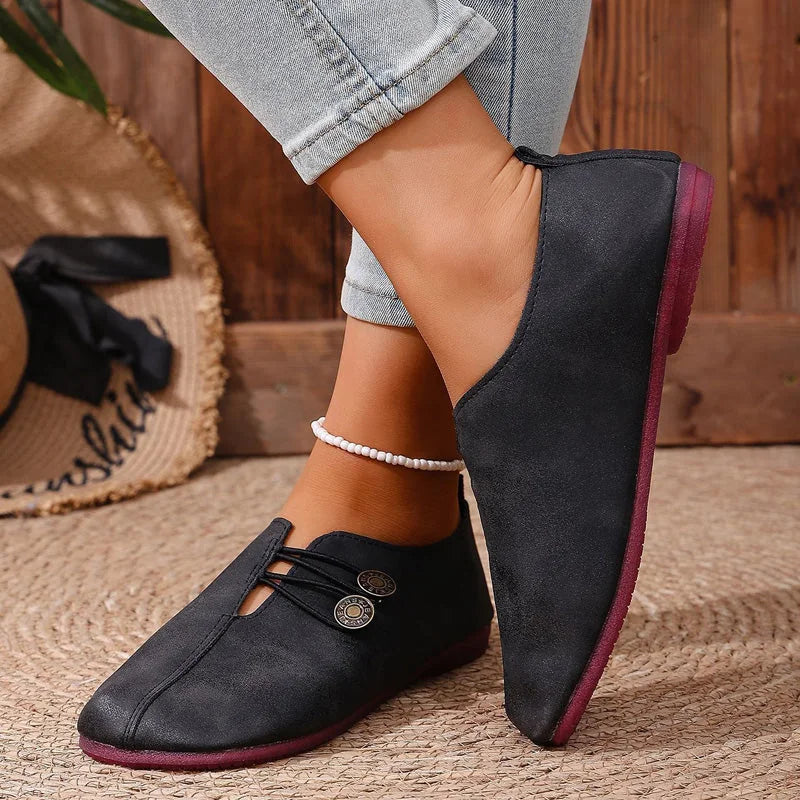 Women's ballet flats shown on foot