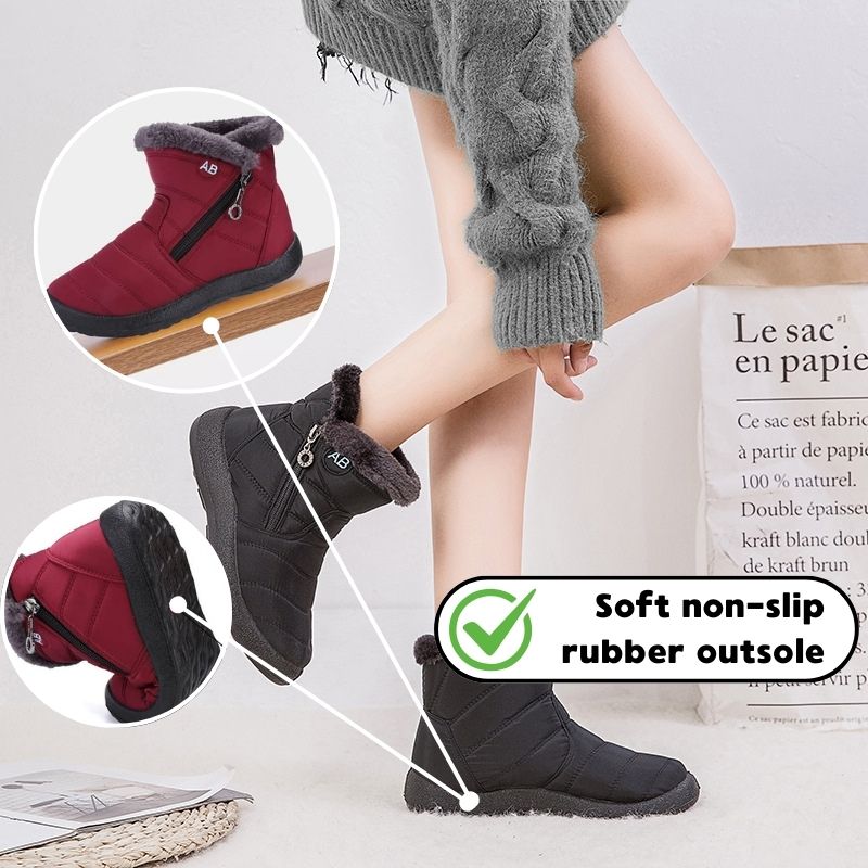 Winter ankle boots with an illustration of the flexible outsole