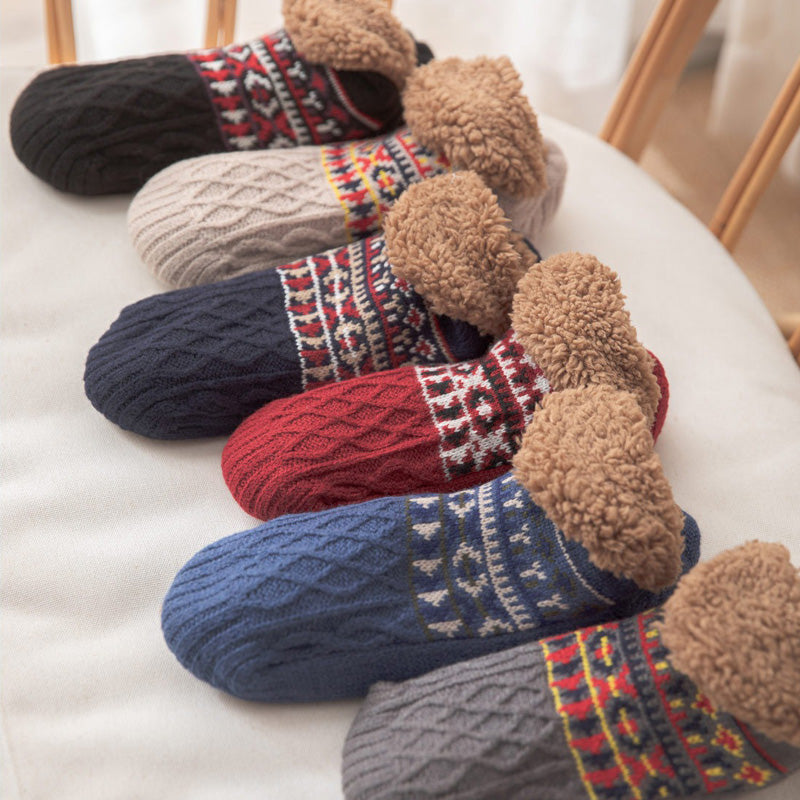 Auldweave warm fleece-lined non-slip slipper socks – black, grey, burgundy, navy and cream colour options