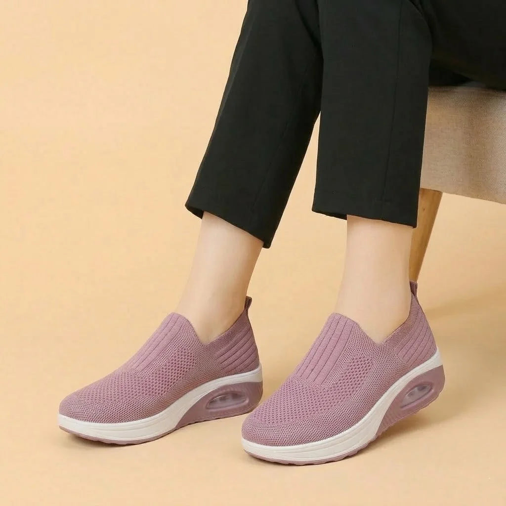 Women's walking trainers shown on foot