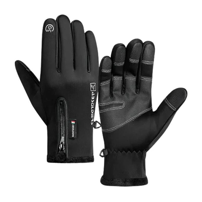 Winter touchscreen gloves – black pair showing palm and back
