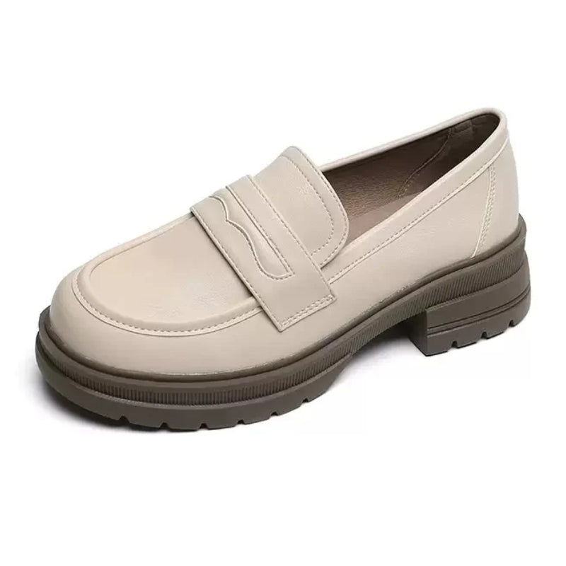Auldweave women's wide fit chunky loafers – beige loafer studio view