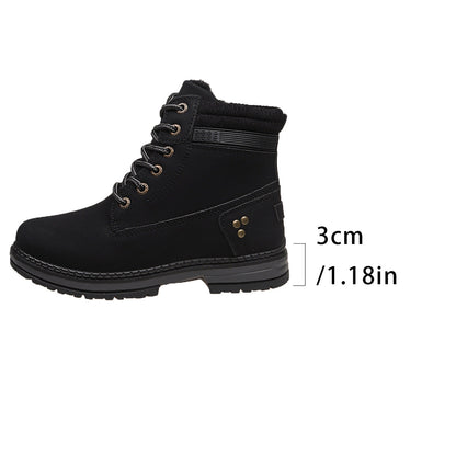 Faux-fur-lined winter ankle boots – black boot sole height information