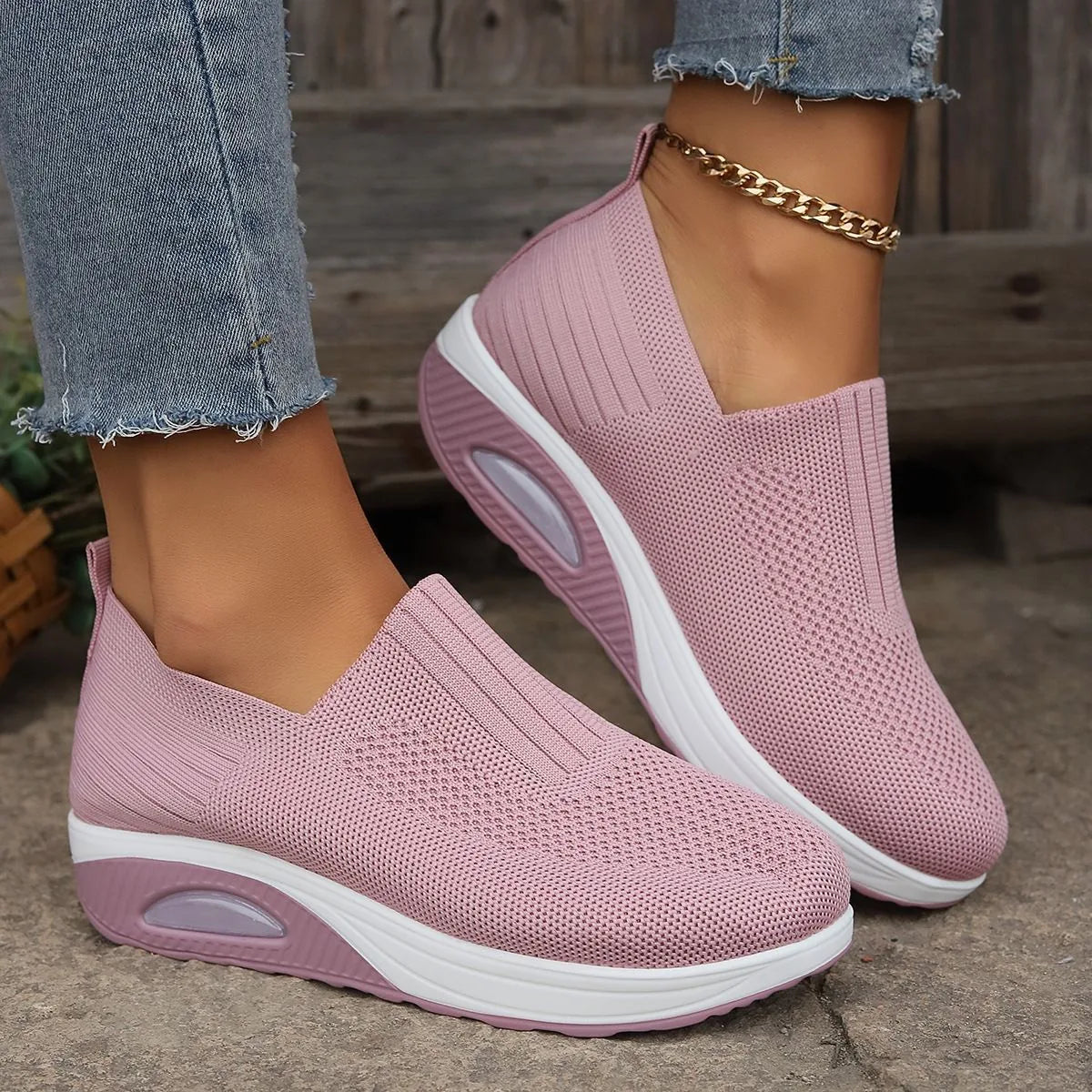 Women's walking trainers shown on foot