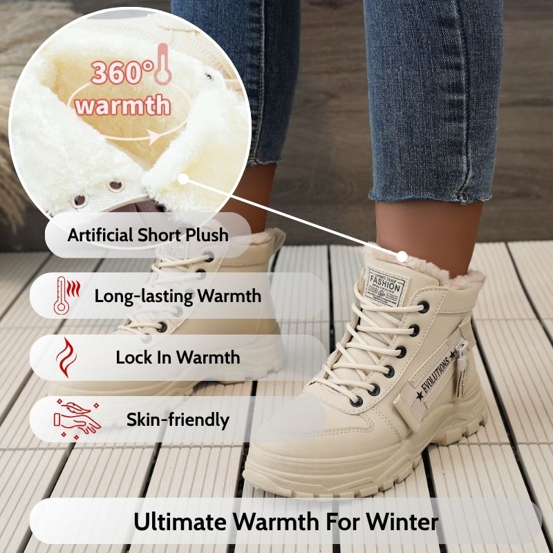 Auldweave women's fleece-lined winter ankle boots – beige boots with warmth and fleece details