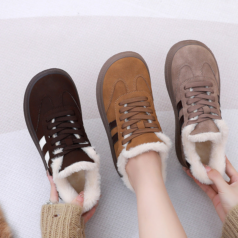 Auldweave women's fleece-lined suede trainers – tan, taupe and dark brown colour options