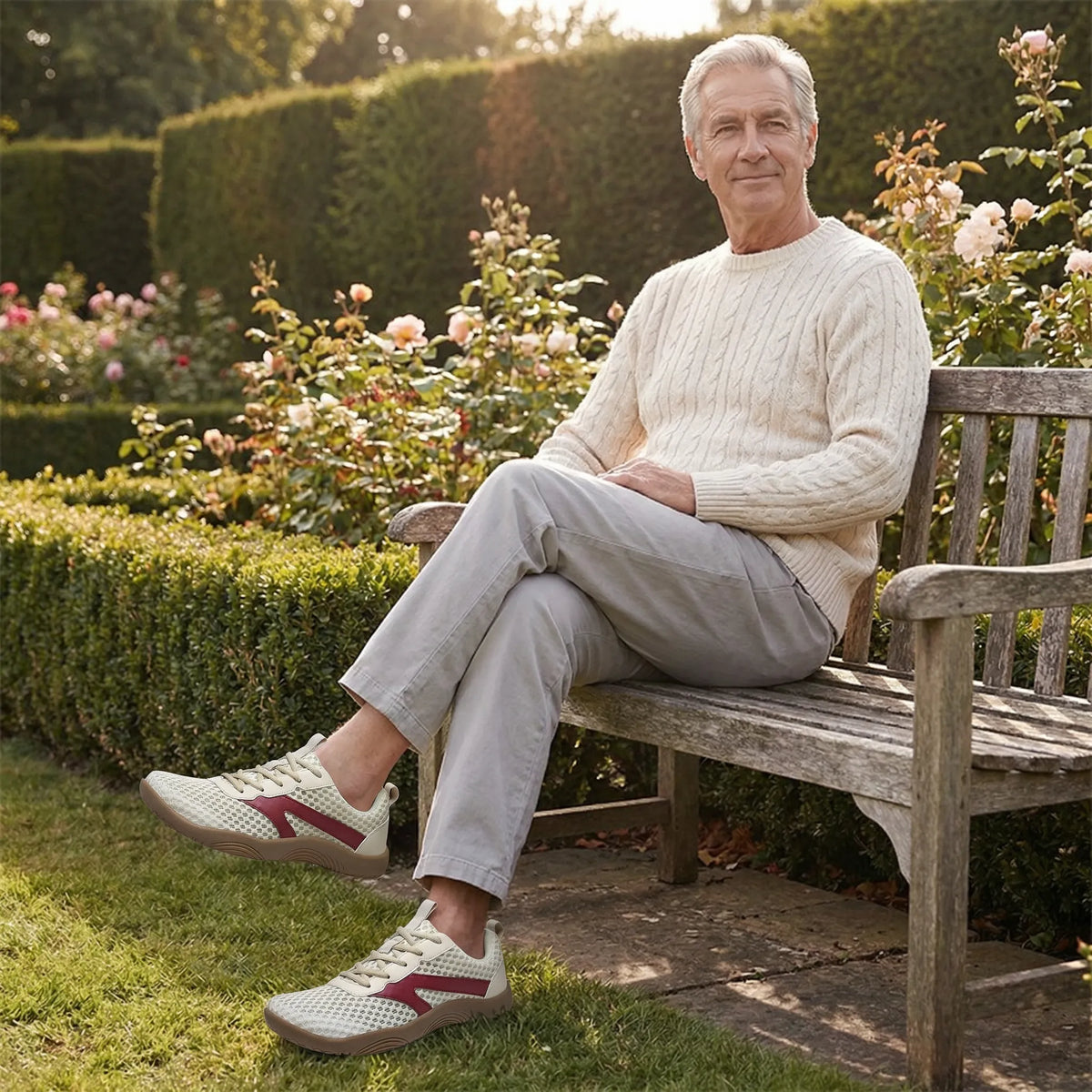 Men's wide fit walking trainers product view