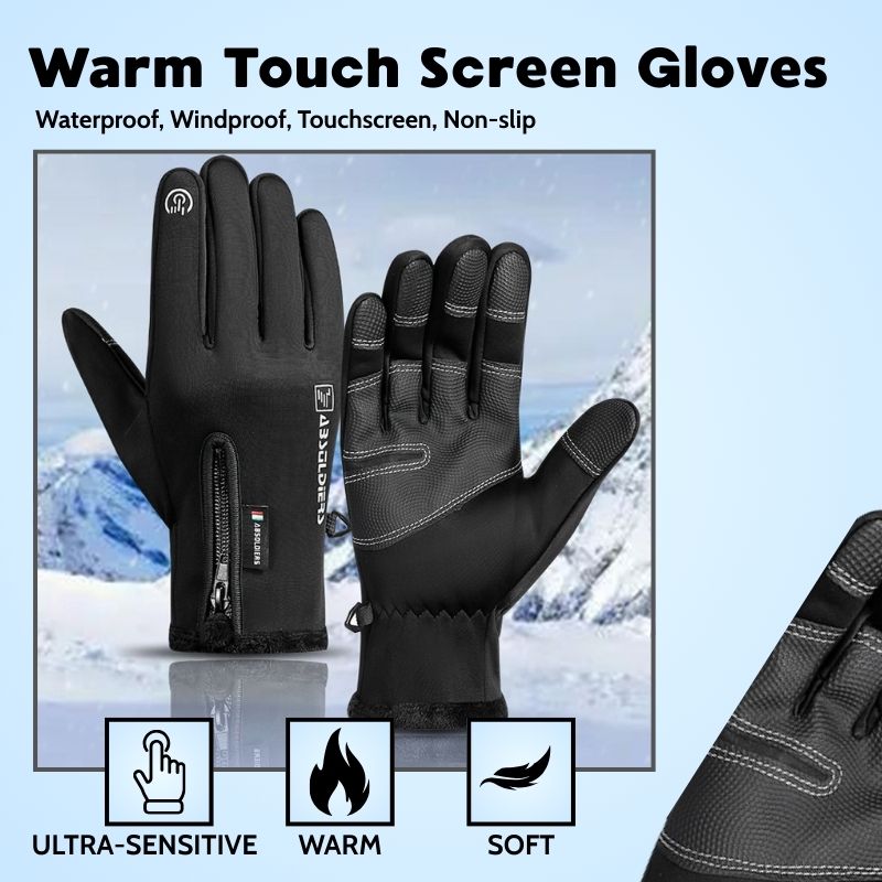 Winter touchscreen gloves – black pair winter features graphic