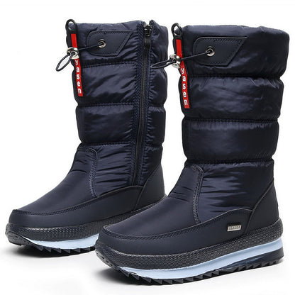 Auldweave women's waterproof mid-calf snow boots – navy pair studio view