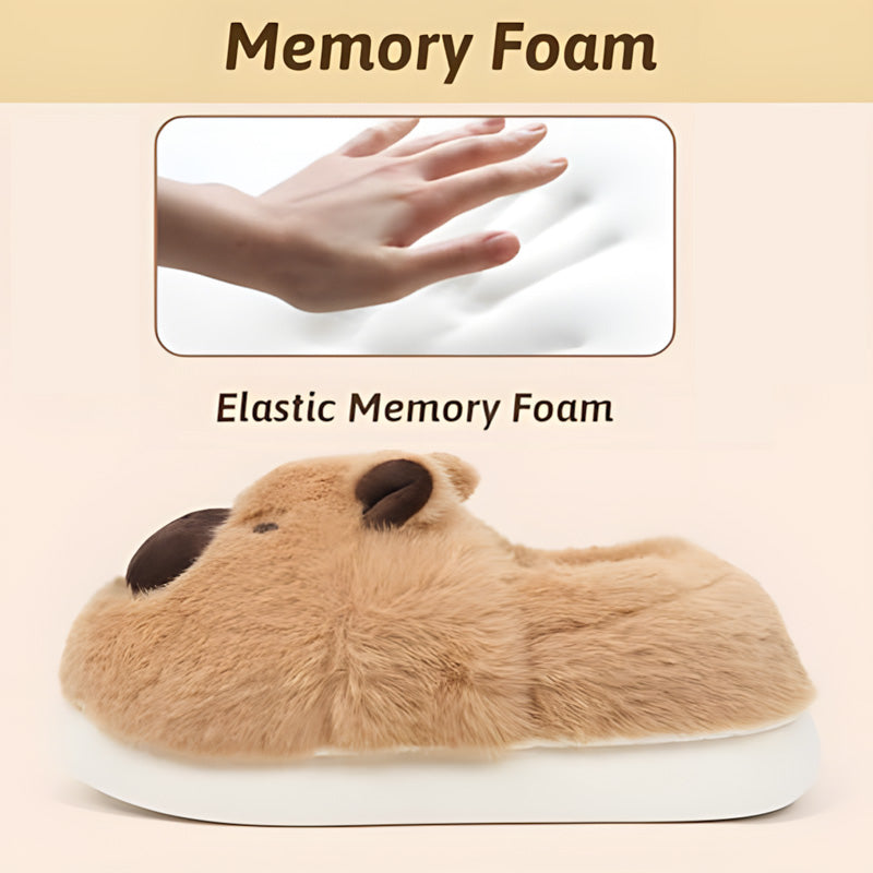 Auldweave women's fluffy capybara slippers – memory foam cushioning feature