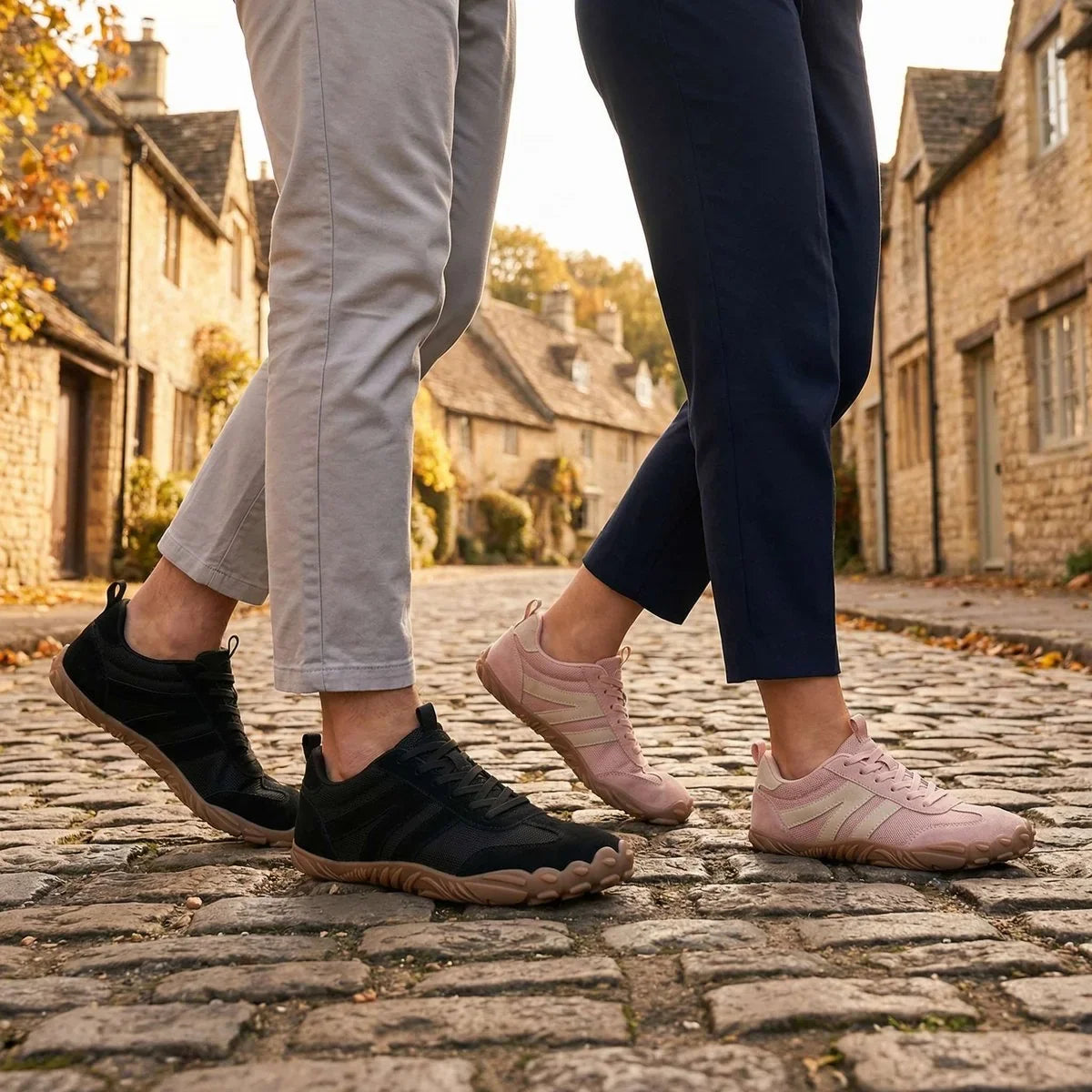 Black walking trainers in assorted colour options