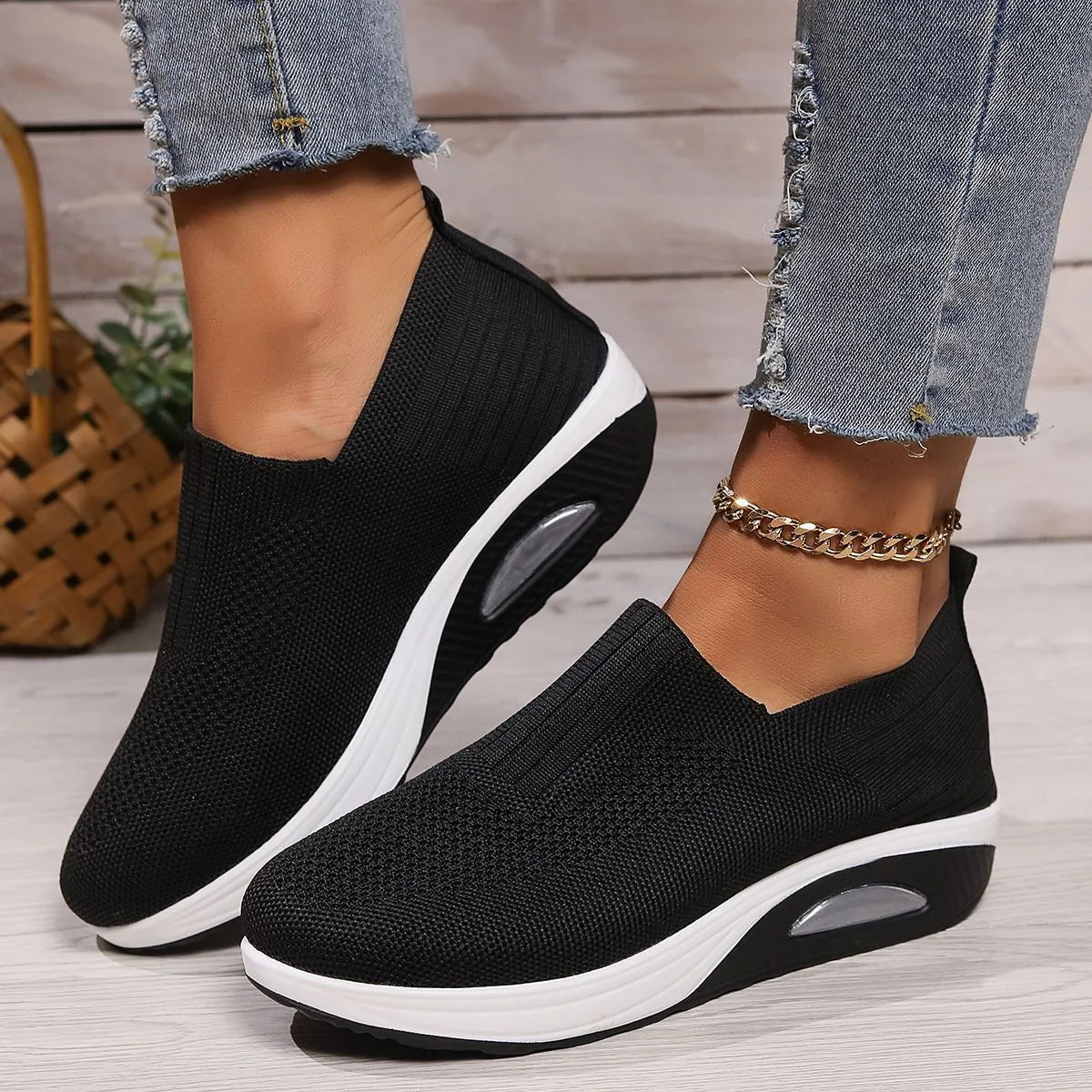 Women's walking trainers shown on foot