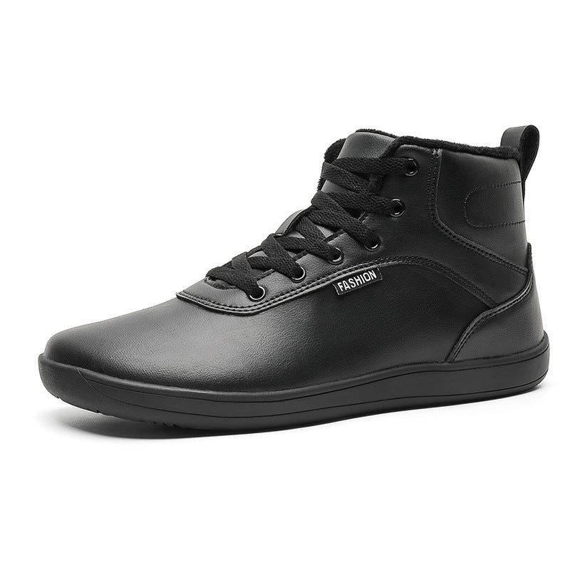 Fleece-lined lace-up winter boots – black boot side view