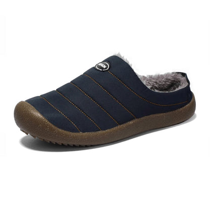 Fleece-lined winter clogs – navy side view