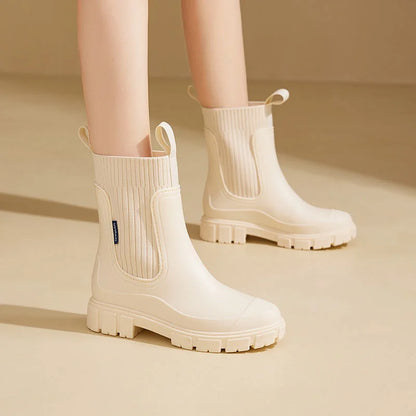 Women's waterproof Chelsea boots in Beige product view