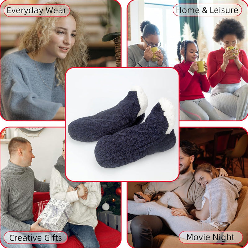 Auldweave unisex soft fleece-lined slipper socks – navy pair for everyday home activities