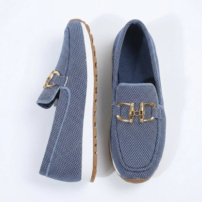 Women's blue loafers, product view