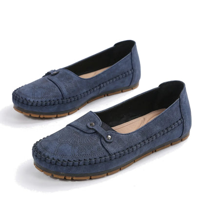 Women's navy loafers, product view