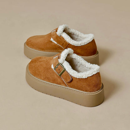 Auldweave women's fleece-lined platform Mary Jane shoes – tan and orange colour options