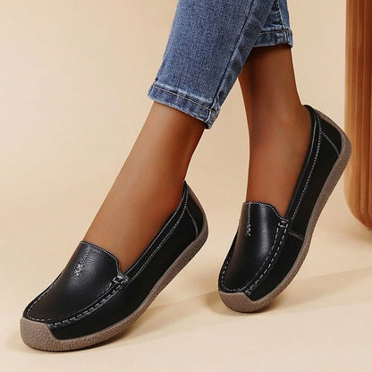 Women's loafers shown on foot