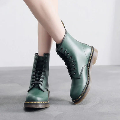 Unisex waterproof combat boots in Dark Green-Warm Lined product view
