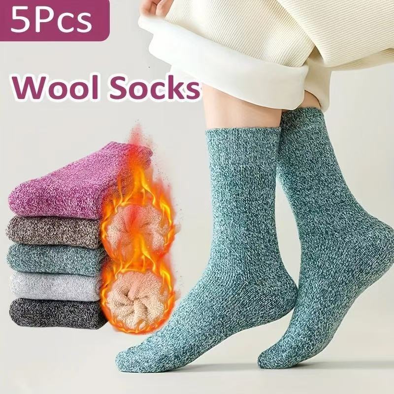 Five-pair thermal wool-blend socks – warmth feature graphic
