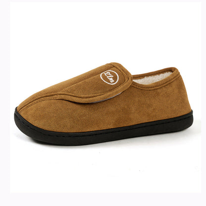 Auldweave women's adjustable wide fit slippers – tan slipper studio side view