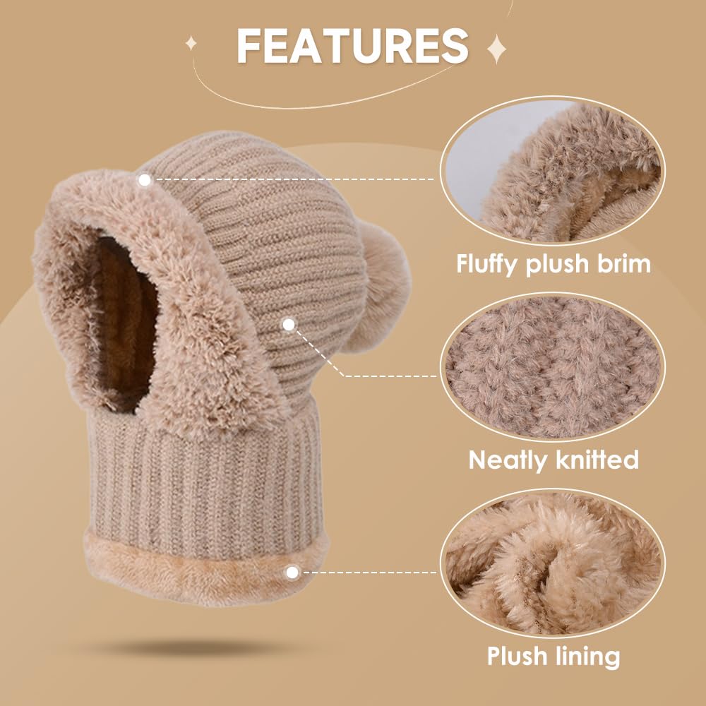 Three-in-one fleece-lined winter hood – plush brim and lining feature graphic